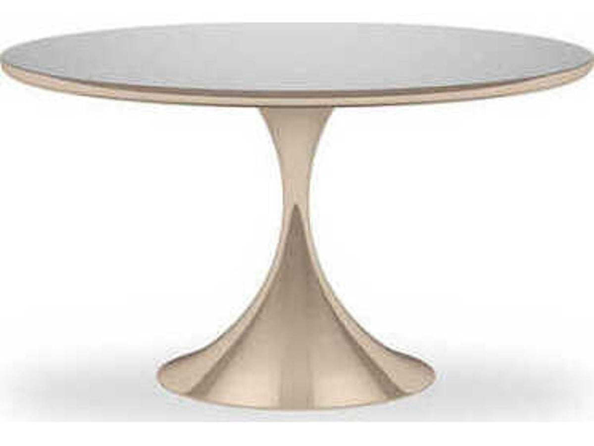 Semper 54-Inch Round Dining Table in Whisper of Gold with Silver Mirror Top