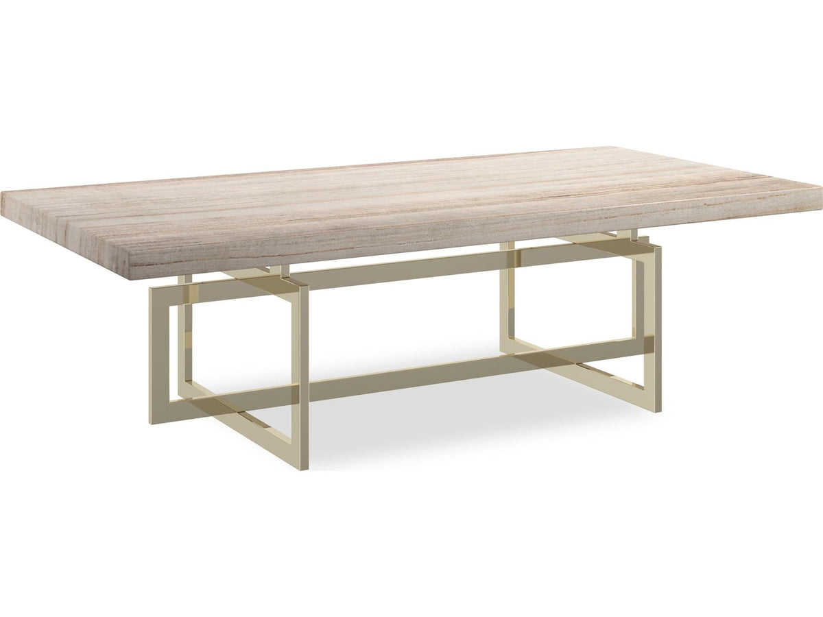 Wish You Were Here Rectangle Coffee Table in Gray Sandstone and Gold