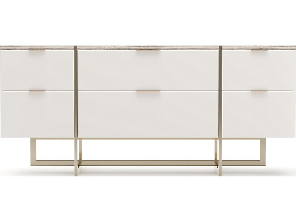 Wish You Were Here 6-Drawer Dresser in Almond Milk and Whisper of Gold