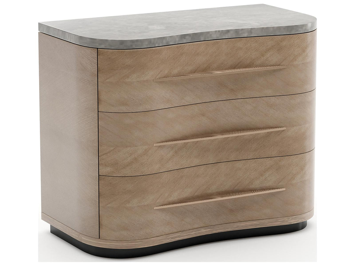 Nomadic Nightstand with Gray Armani Marble Top and Chocolate Koto