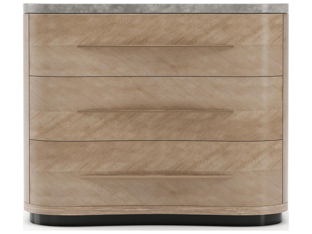 Nomadic Nightstand with Gray Armani Marble Top and Chocolate Koto