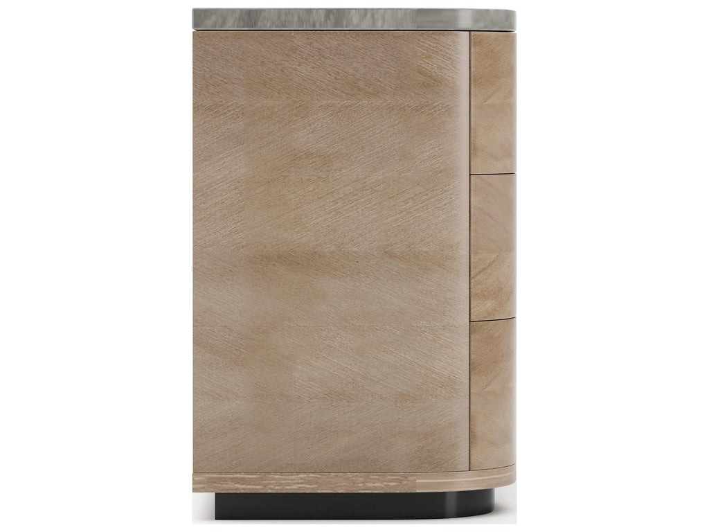 Nomadic Nightstand with Gray Armani Marble Top and Chocolate Koto