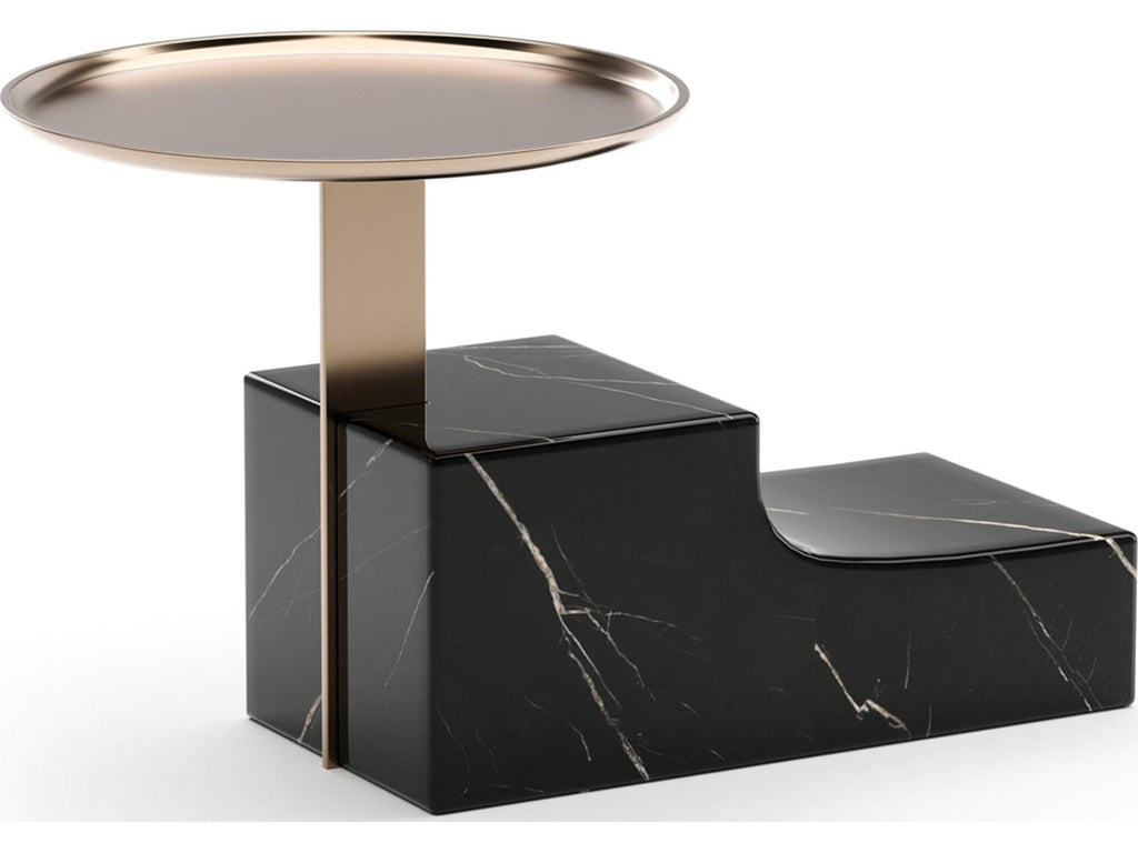Overlap Nightstand Dark Nero Marquina Stone and Whisper of Gold