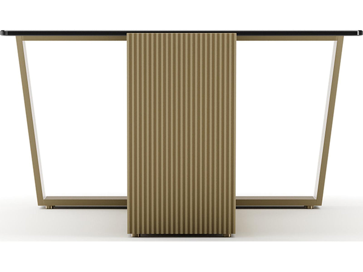 Counter Balance Rectangle Coffee Table in Brushed Gold and Smoked Bronze Glass