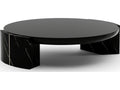 Overlap Round Cocktail Table Dark with Piano Black Top and Nero Marquina Stone