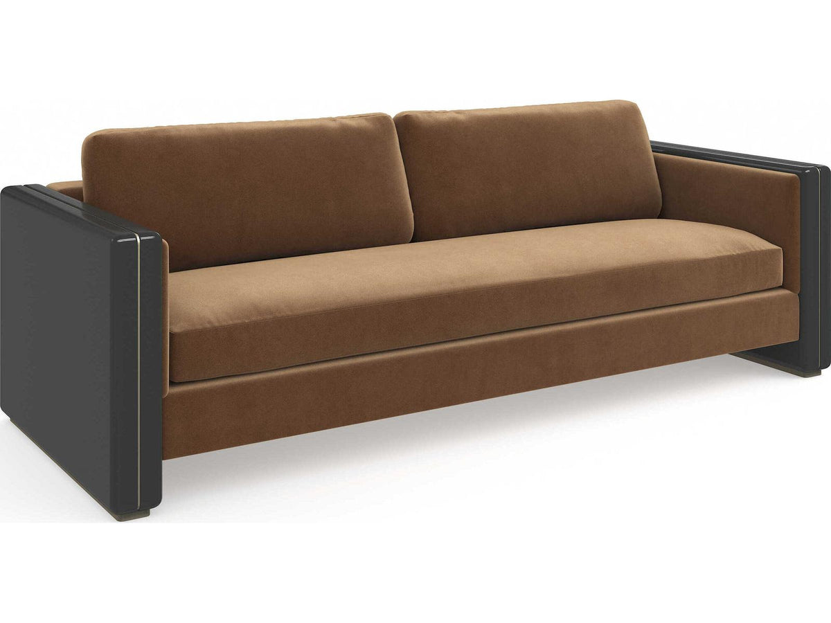 Gelee 3-Seat Velvet Sofa in Chocolate Truffle with Whisper of Gold Accents