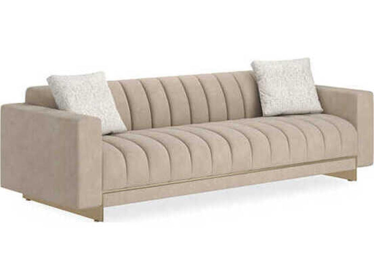 105 Well Balanced 3-Seat Basketweave Fabric Sofa in Moonstone