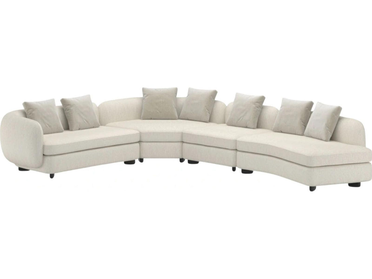 Lumi 4-Piece Modular Fabric Sectional Sofa in Ivory and Black