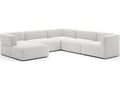 Rhythm 5-Piece Modular Left Chaise Sectional in Ivory Ribbed Linen
