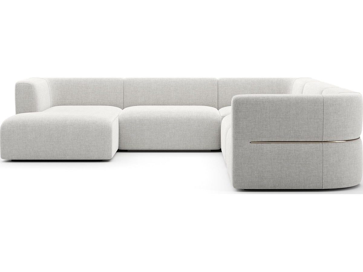 Rhythm 5-Piece Modular Left Chaise Sectional in Ivory Ribbed Linen
