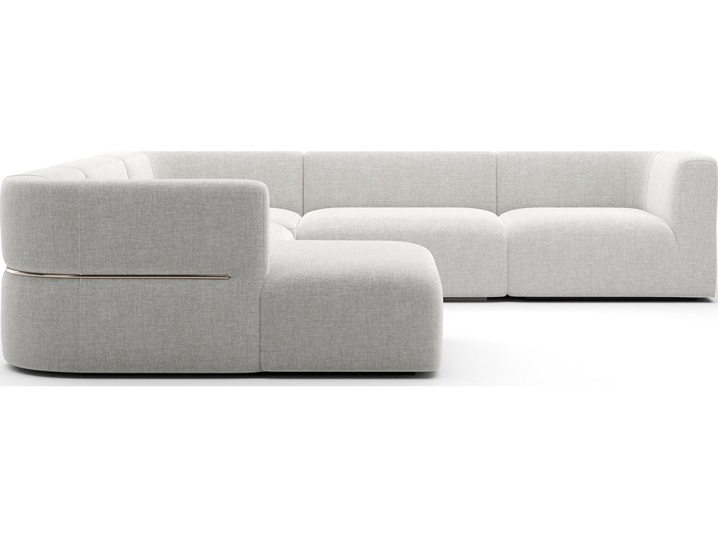 Rhythm 5-Piece Modular Left Chaise Sectional in Ivory Ribbed Linen