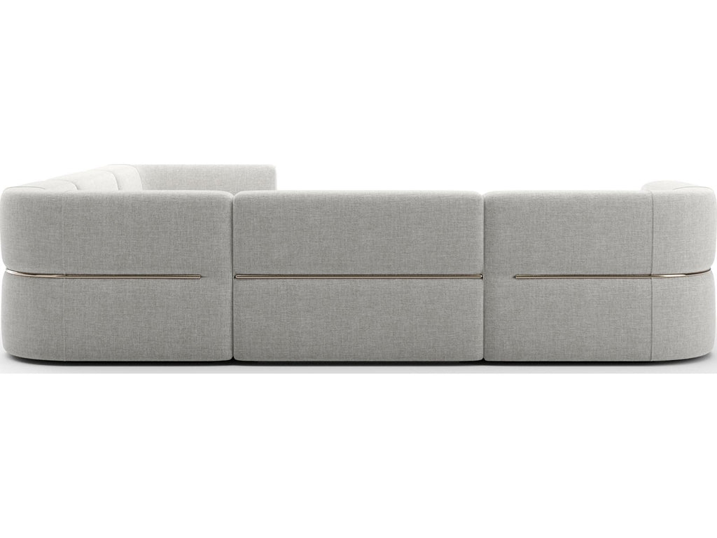 Rhythm 5-Piece Modular Left Chaise Sectional in Ivory Ribbed Linen