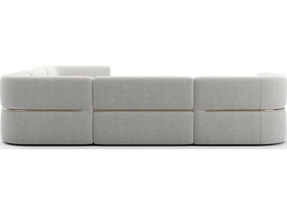 Rhythm 5-Piece Modular Left Chaise Sectional in Ivory Ribbed Linen