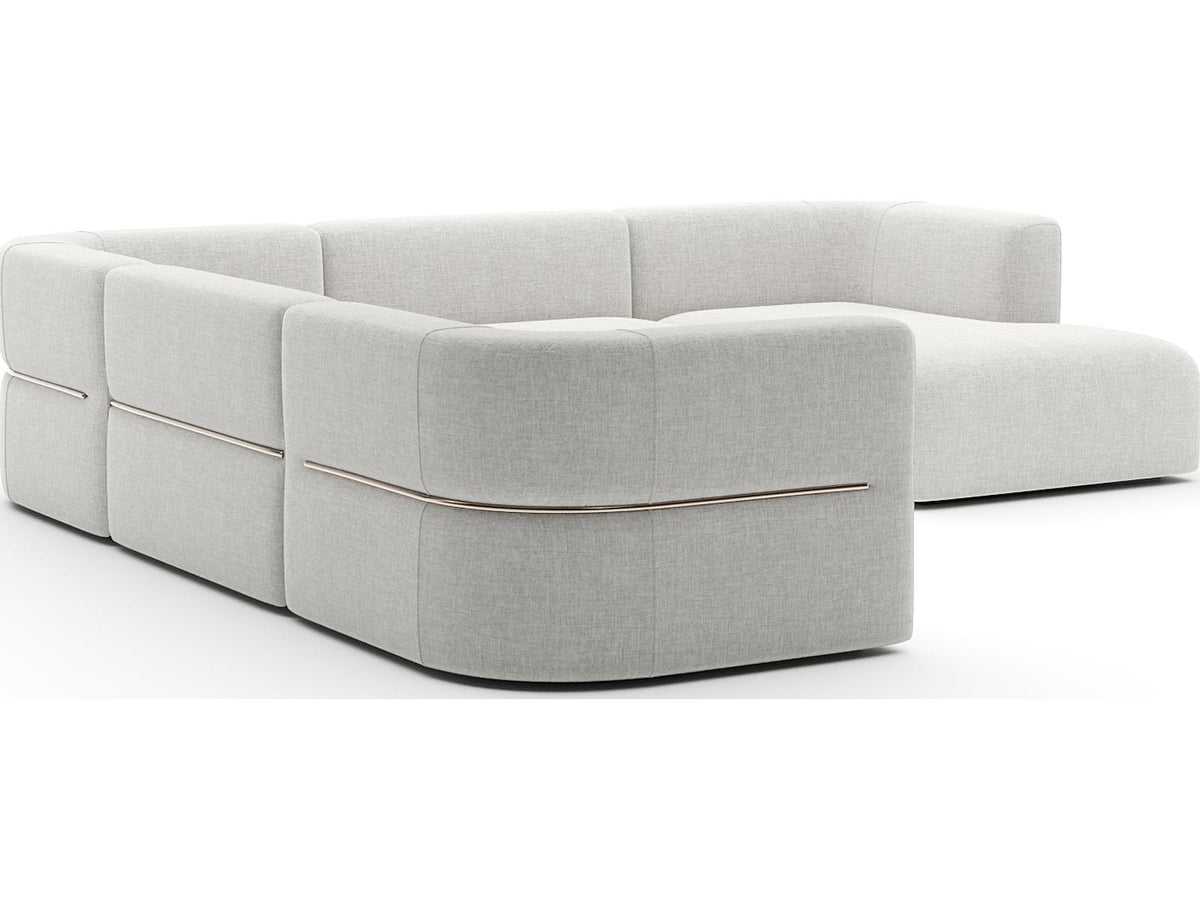 Rhythm Right Chaise L Sectional in Neutral Metallic Upholstery