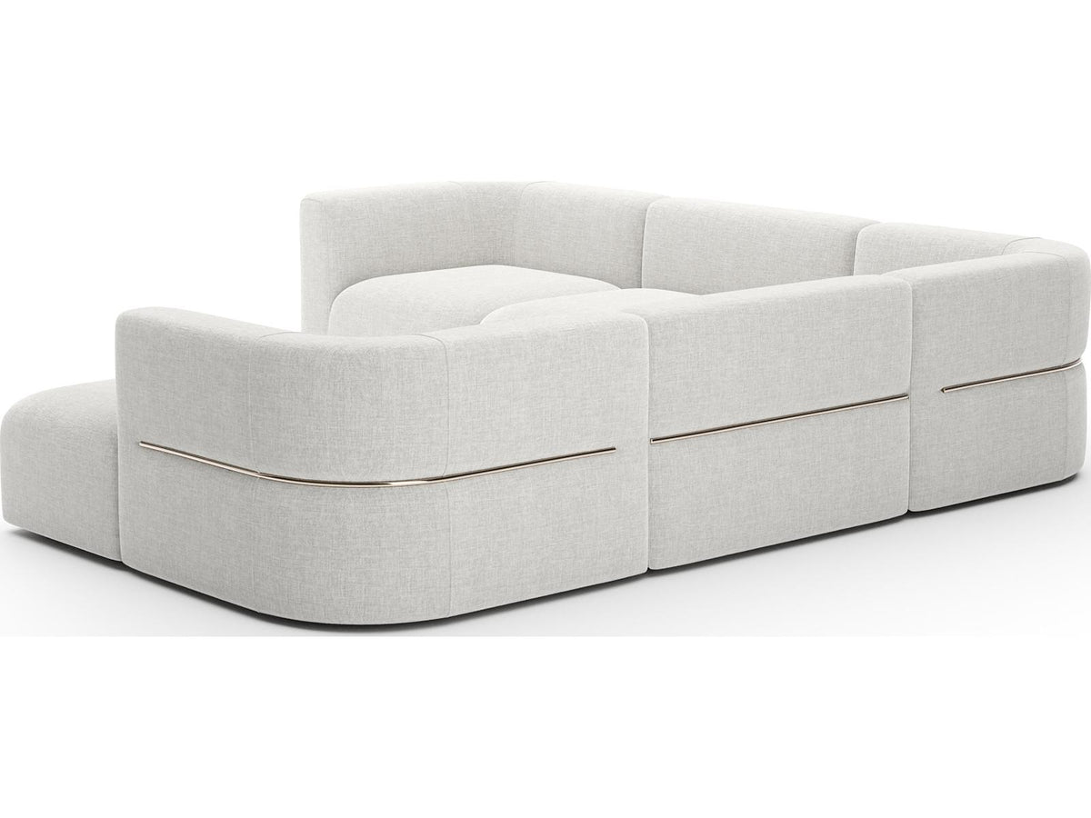 Rhythm Right Chaise L Sectional in Neutral Metallic Upholstery