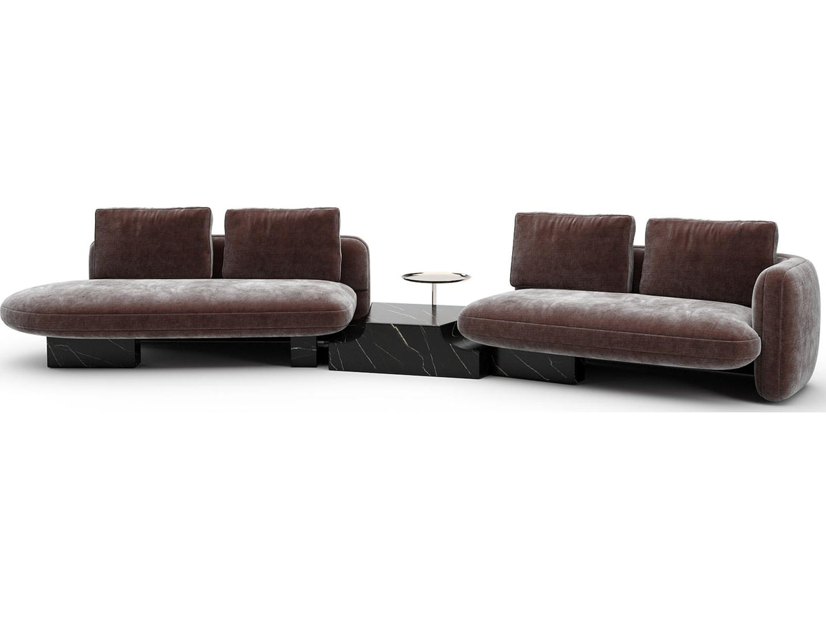 Overlap 3-Piece Left Bumper Sectional Polyester Velvet Sofa in Dark Taupe