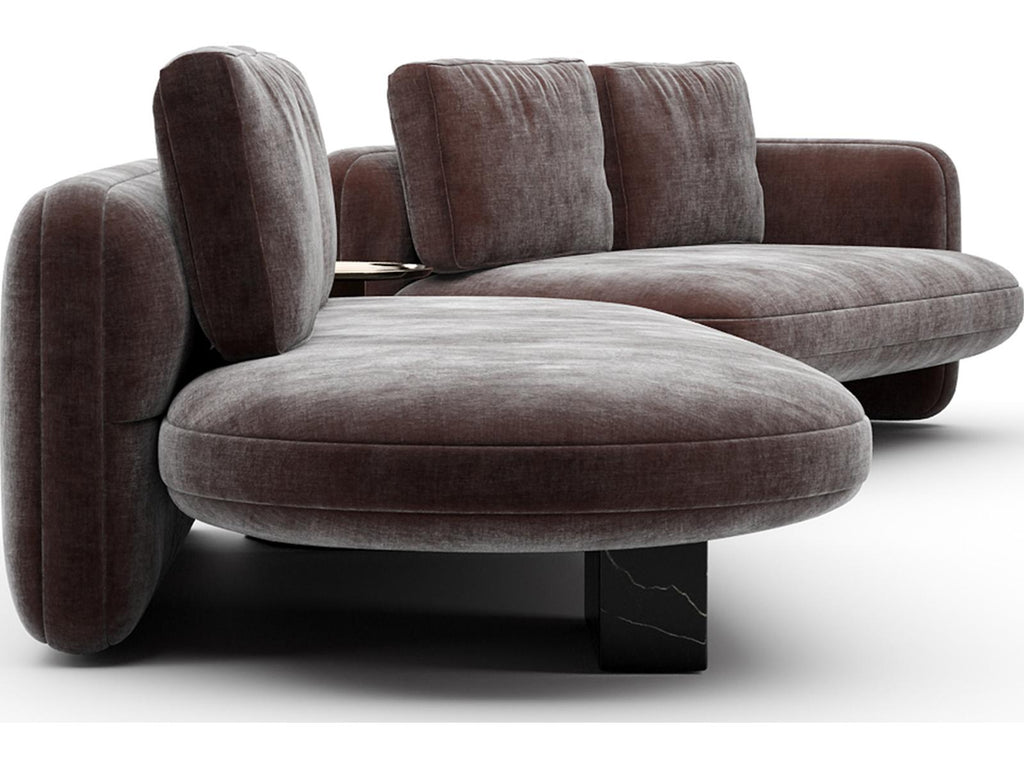 Overlap 3-Piece Left Bumper Sectional Polyester Velvet Sofa in Dark Taupe