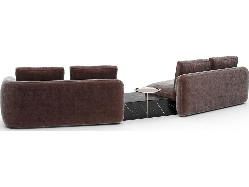 Overlap 3-Piece Left Bumper Sectional Polyester Velvet Sofa in Dark Taupe