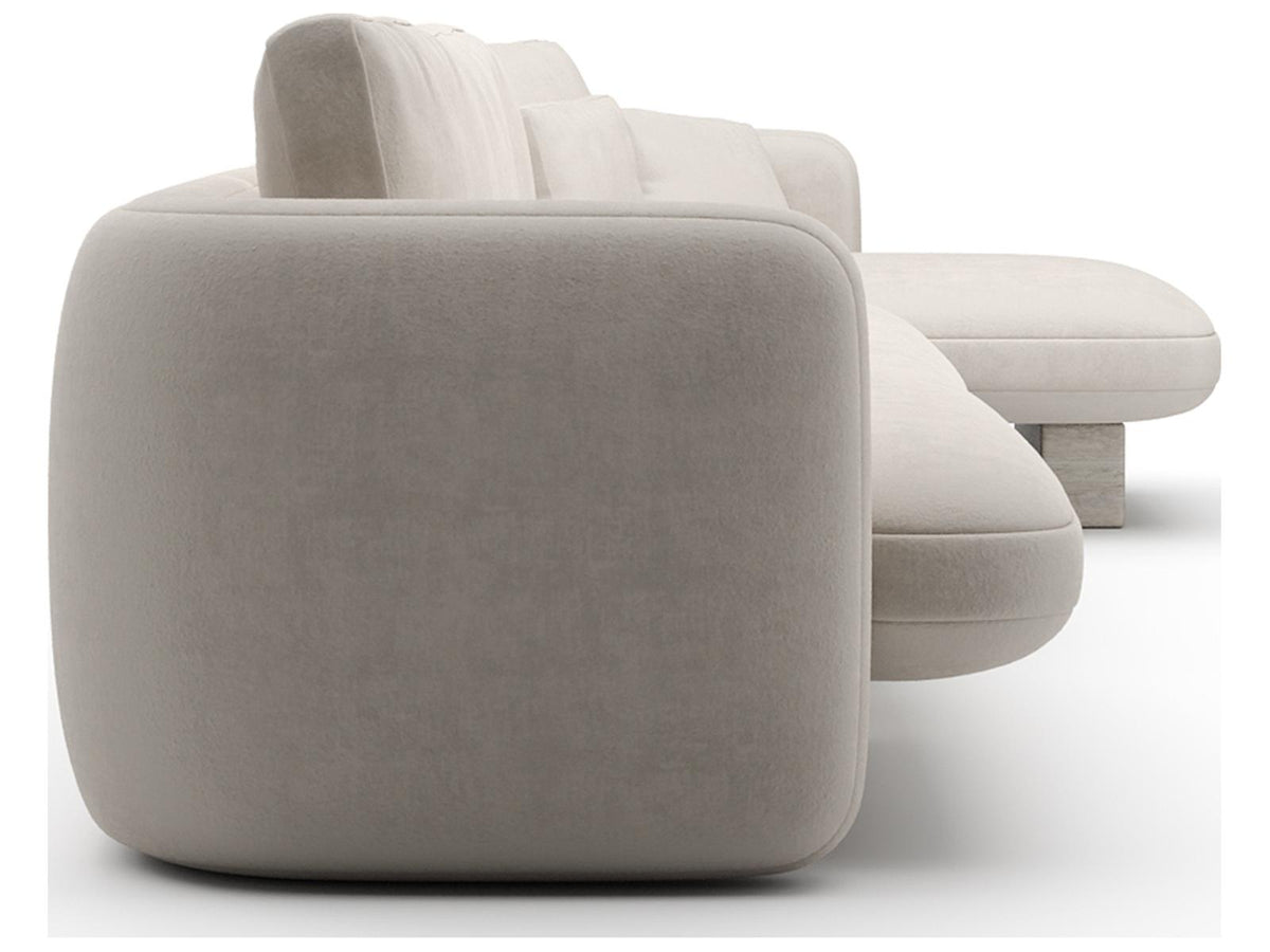 Overlap 3-Piece Modular Ecru Linen Sectional with Right Chaise
