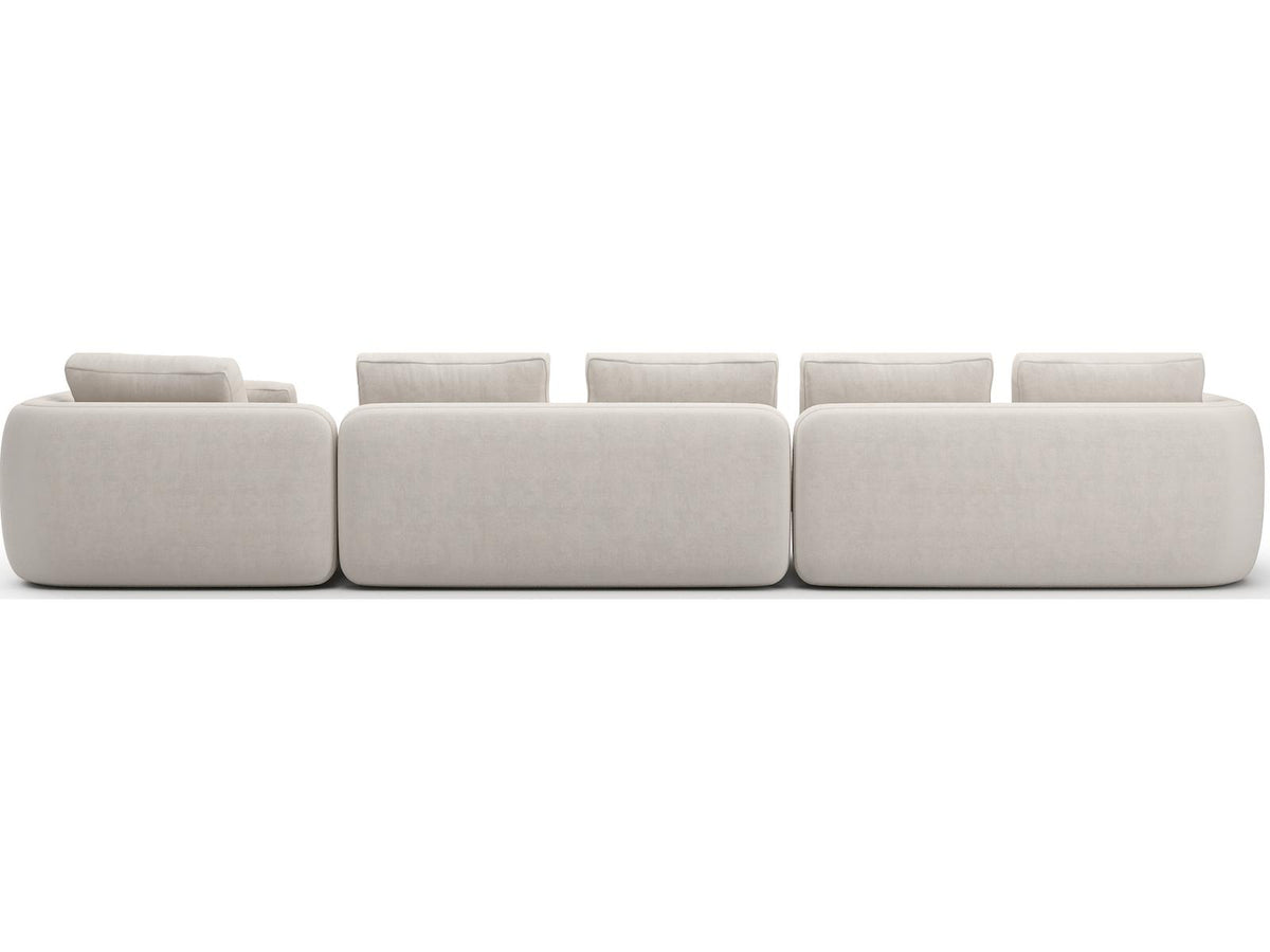 Overlap 3-Piece Modular Ecru Linen Sectional with Right Chaise