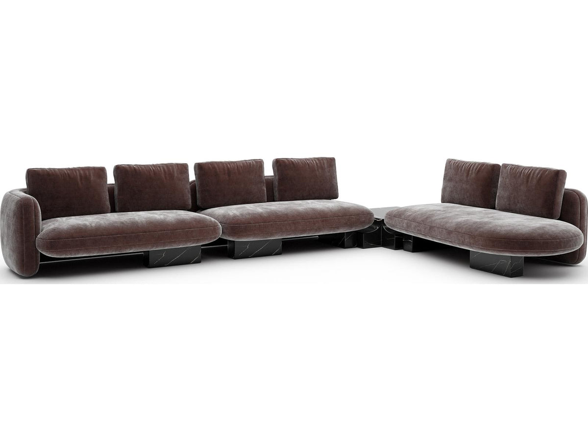 Overlap 4-Piece Modular Velvet Sectional in Dark Taupe