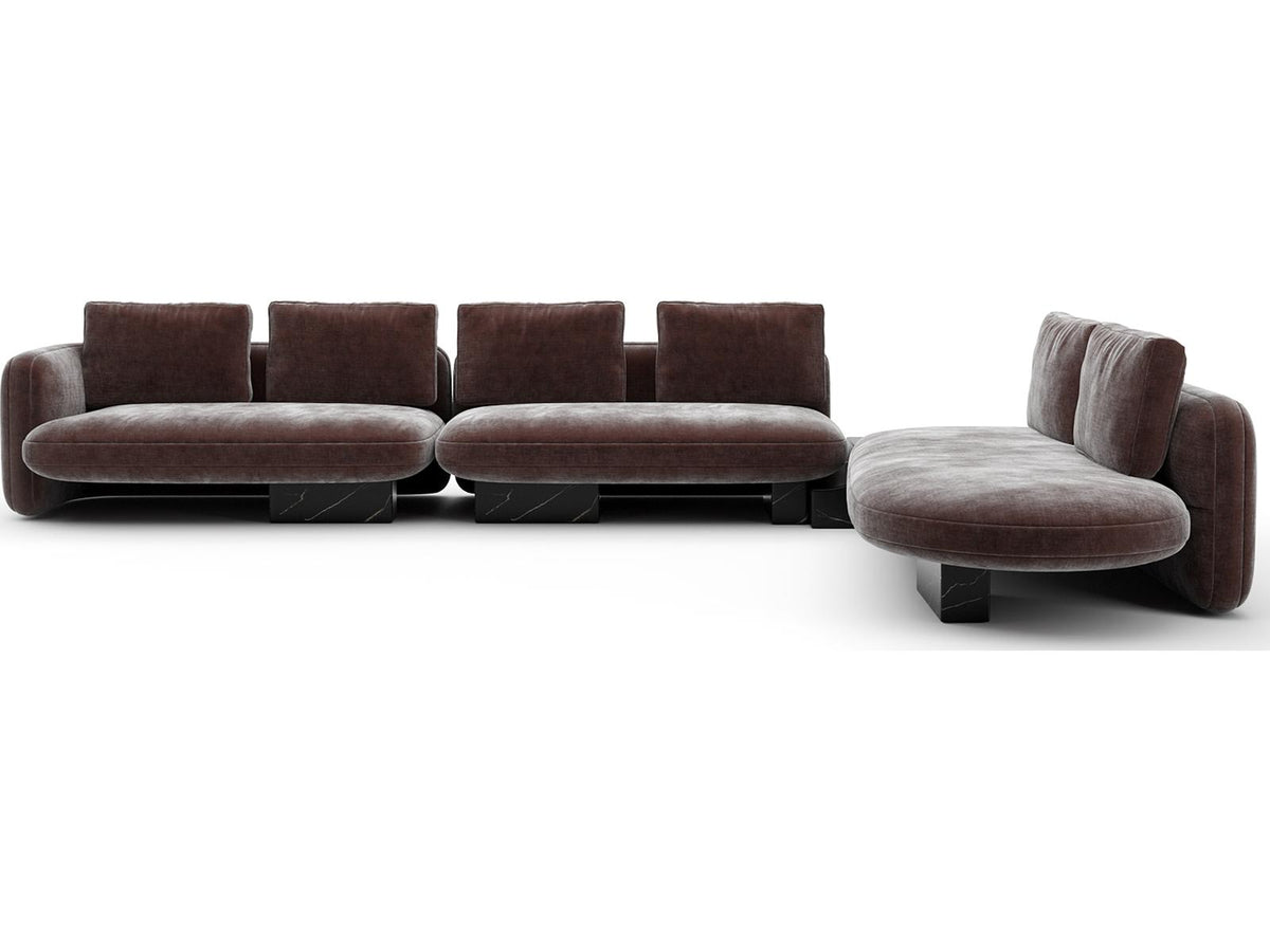 Overlap 4-Piece Modular Velvet Sectional in Dark Taupe