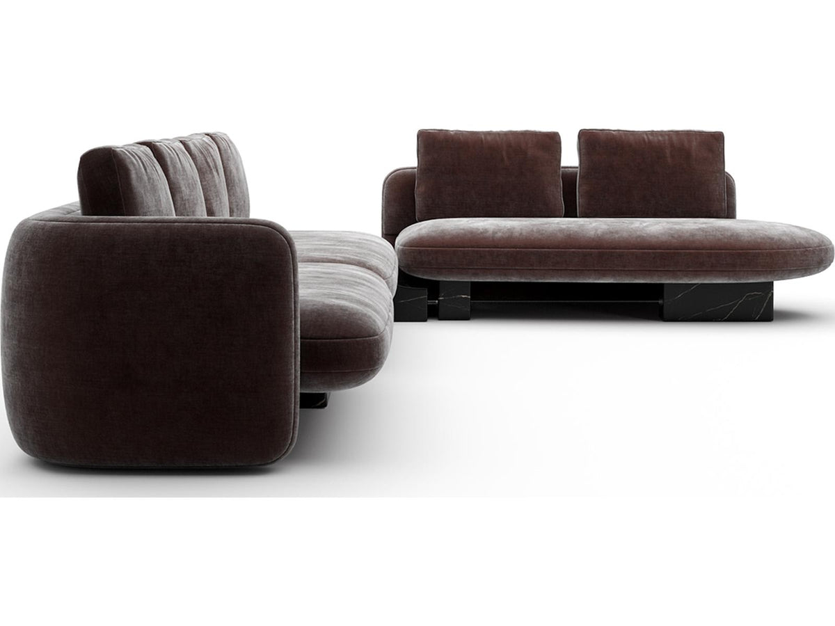Overlap 4-Piece Modular Velvet Sectional in Dark Taupe
