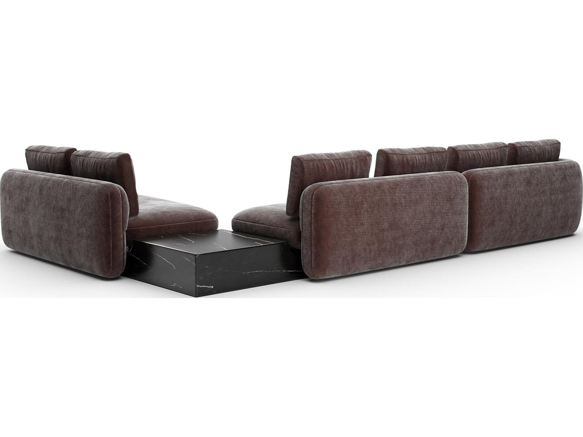 Overlap 4-Piece Modular Velvet Sectional in Dark Taupe