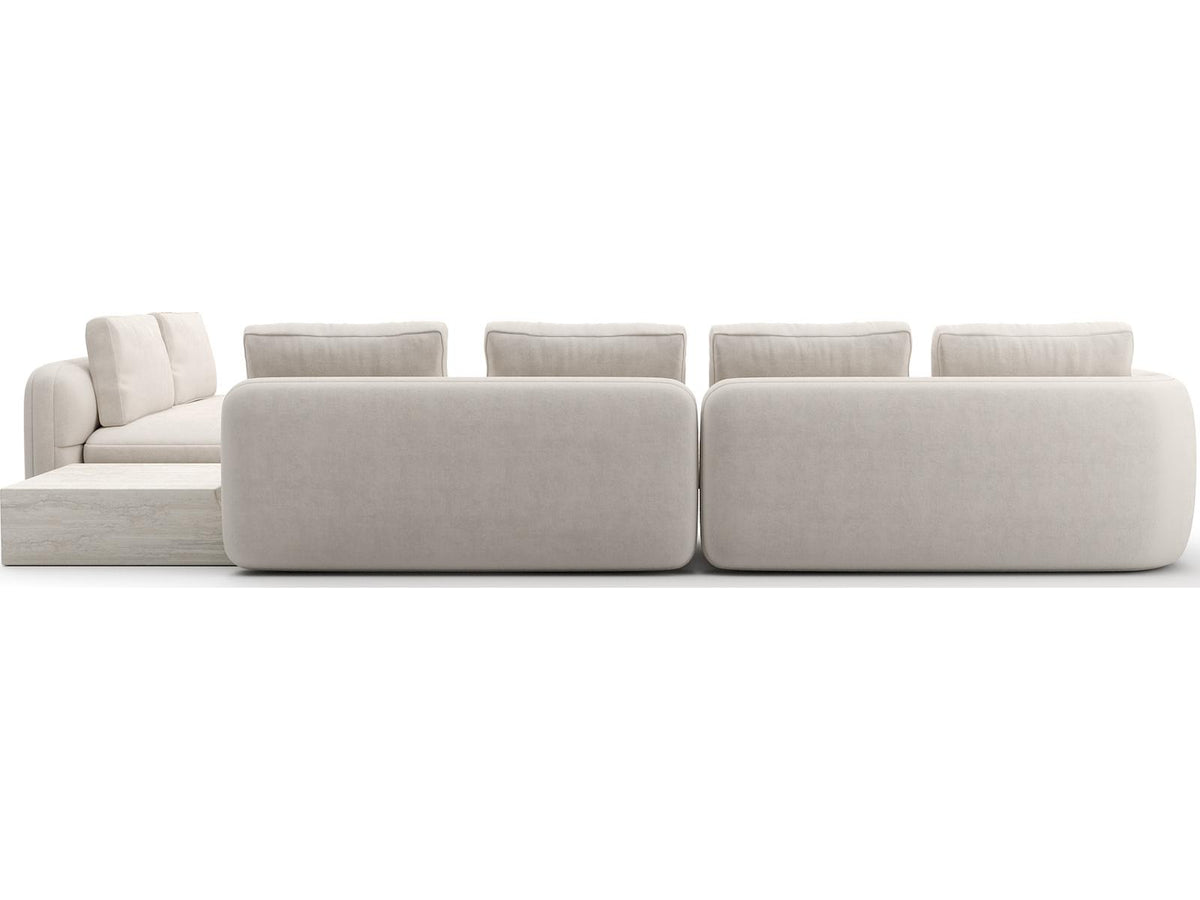 Overlap 4-Piece Modular Fabric Sectional in Ecru with Whisper of Gold Finish