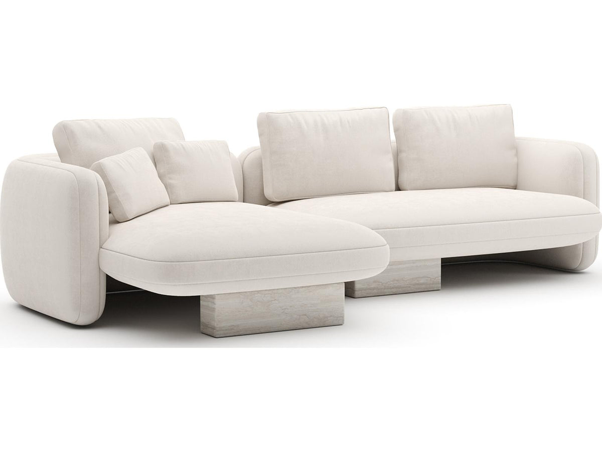 Overlap Left Chaise Small Ecru Fabric Sectional Sofa