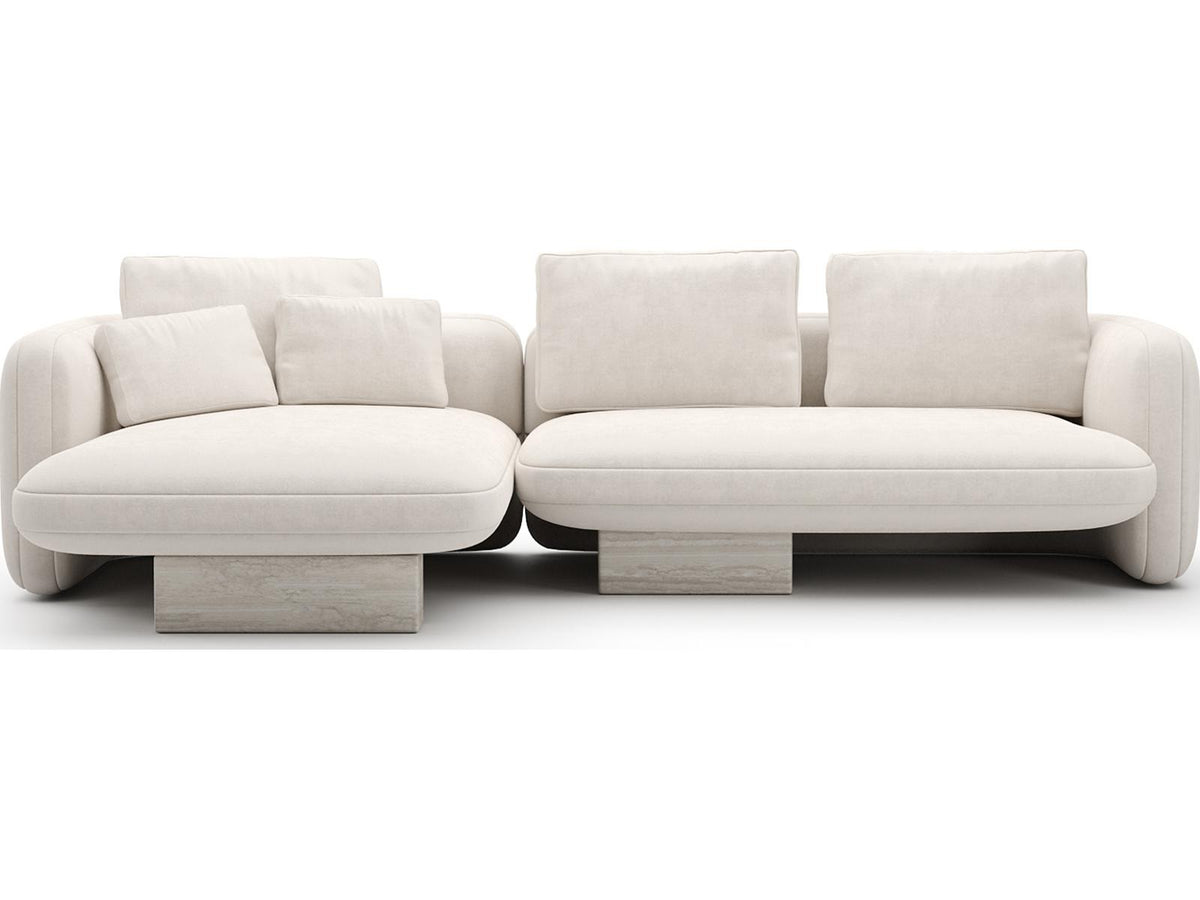 Overlap Left Chaise Small Ecru Fabric Sectional Sofa