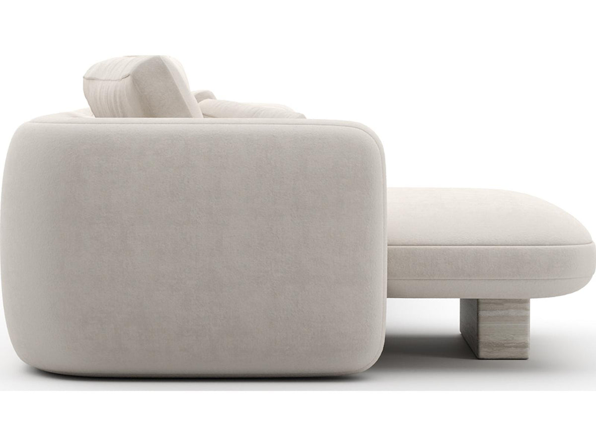 Overlap Left Chaise Small Ecru Fabric Sectional Sofa