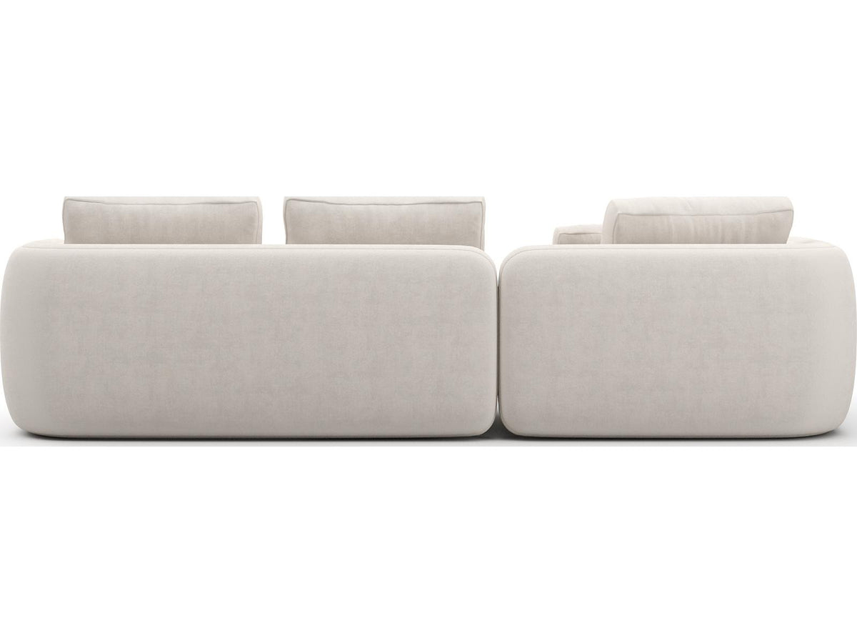 Overlap Left Chaise Small Ecru Fabric Sectional Sofa