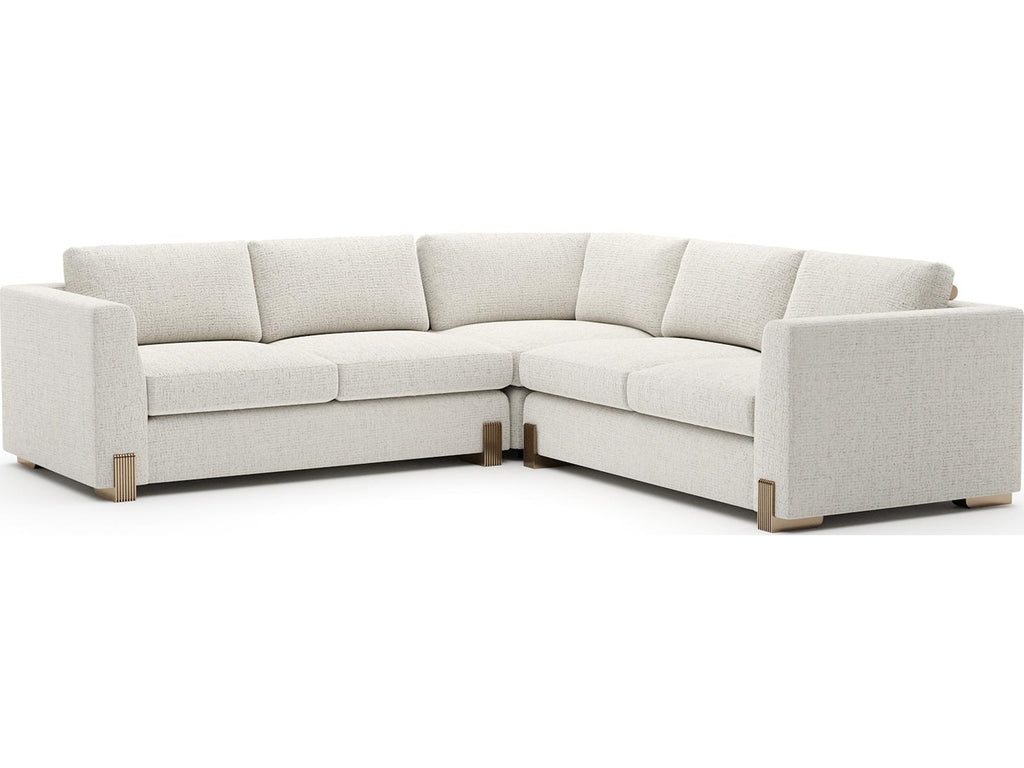 Counter Balance Small L-Shaped Sectional Sofa in Oatmeal Melange Fabric