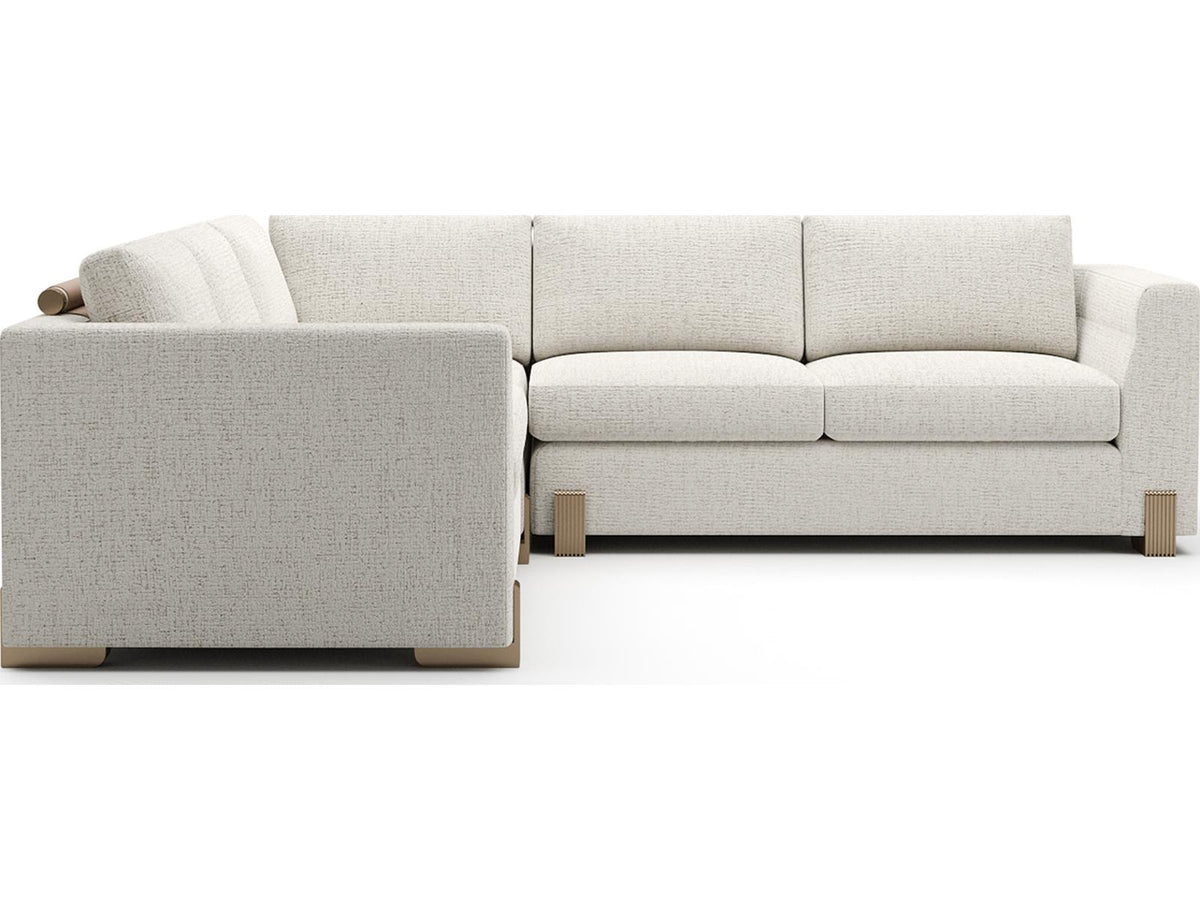 Counter Balance Small L-Shaped Sectional Sofa in Oatmeal Melange Fabric