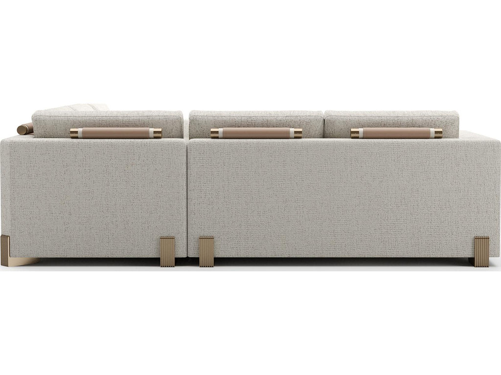 Counter Balance Small L-Shaped Sectional Sofa in Oatmeal Melange Fabric