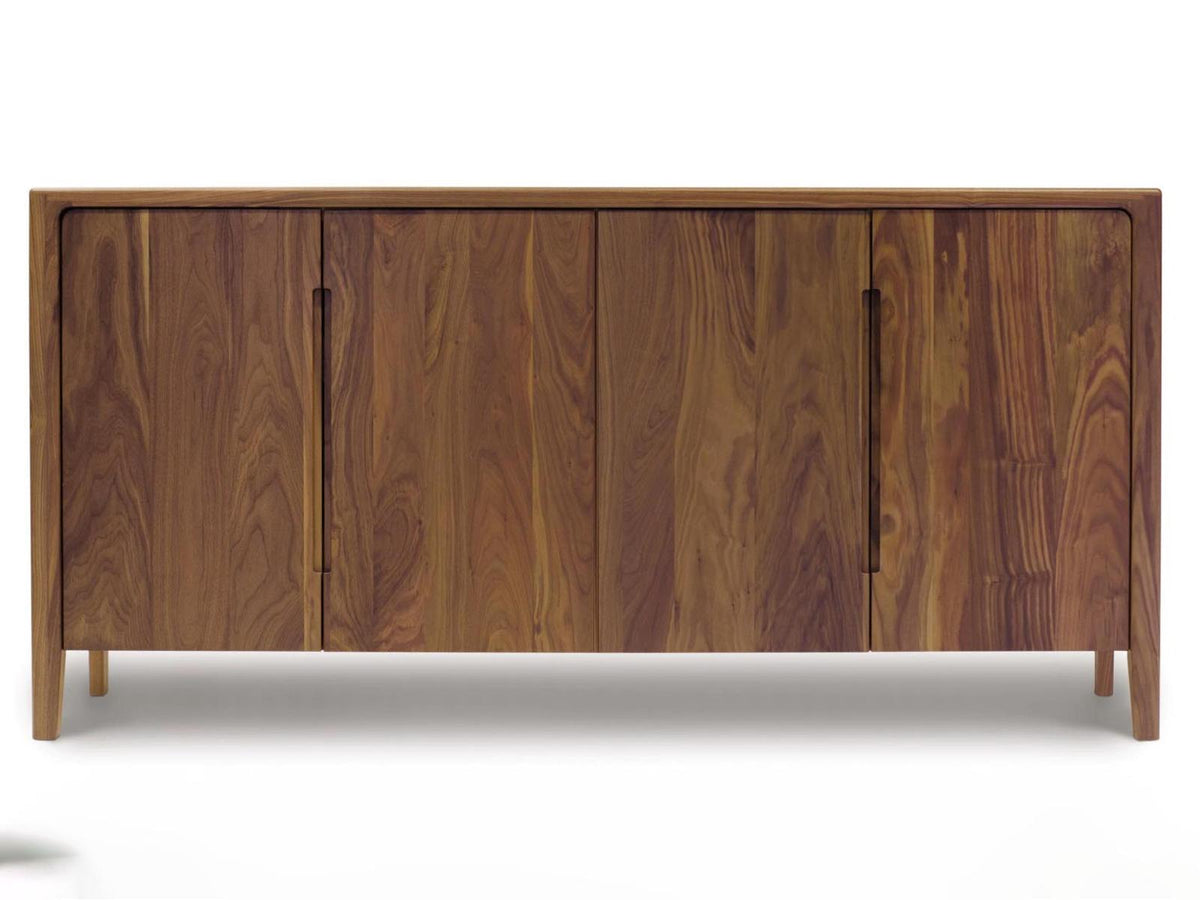 Lisse Solid Walnut Buffet with Soft-Close Features Natural Finish