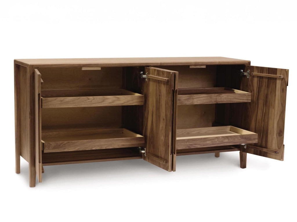 Lisse Solid Walnut Buffet with Soft-Close Features Natural Finish