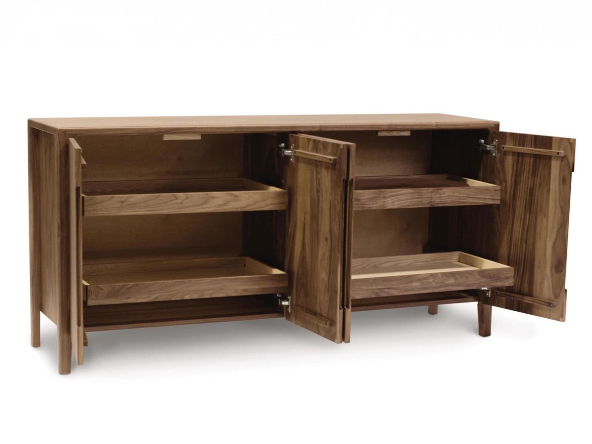 Lisse Solid Walnut Buffet with Soft-Close Features Natural Finish