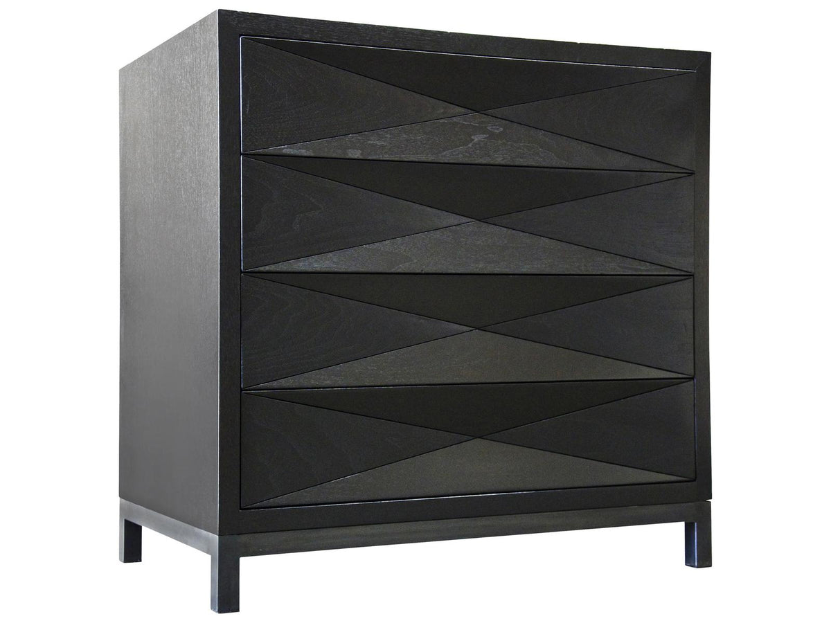 Diamante Black Shellac Nightstand with Steel Base