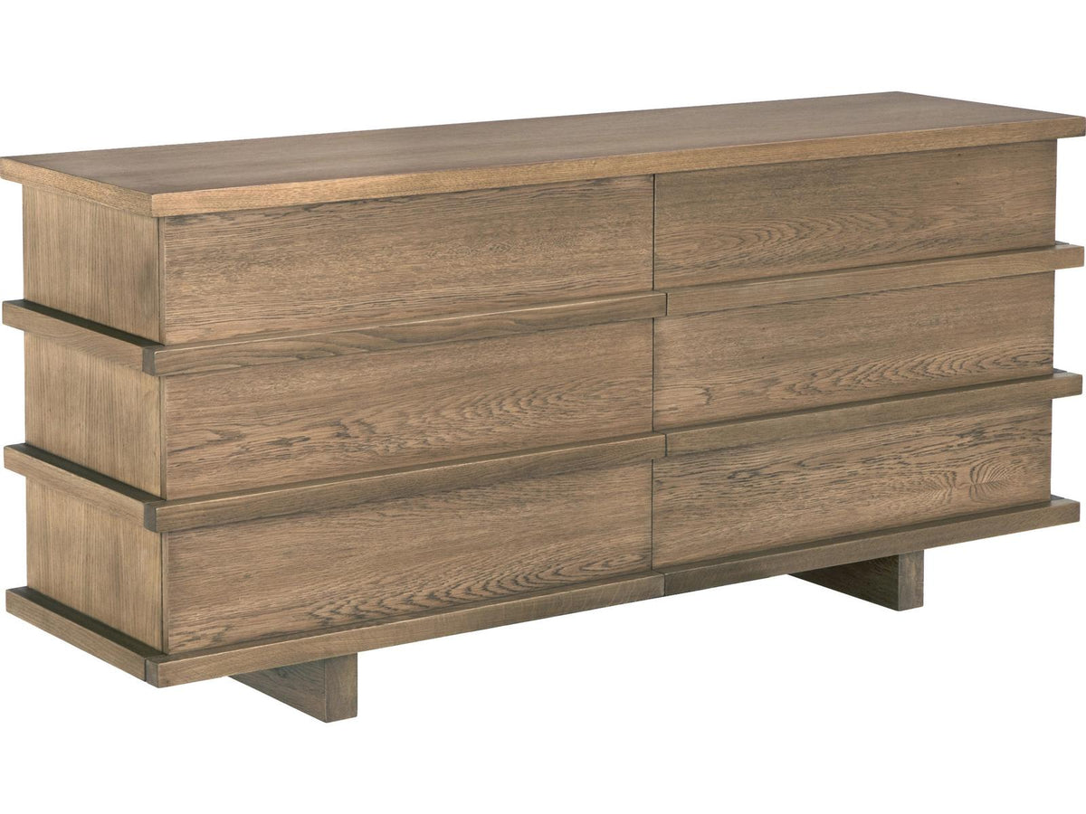 Bergamot 76-Inch Oak Wood Dresser in Fawn Finish