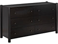 Vail 6-Drawer Oak Wood Dresser in Black