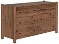 Vail 6-Drawer Brown Oak Wood Dresser in Chai