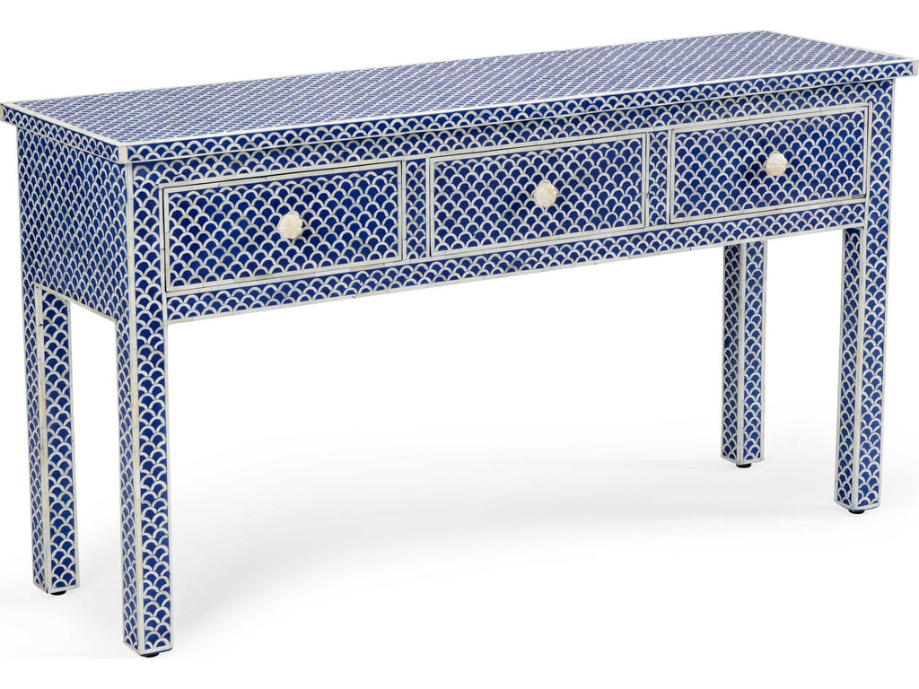 New London Console Table with Blue and White Bone Inlay