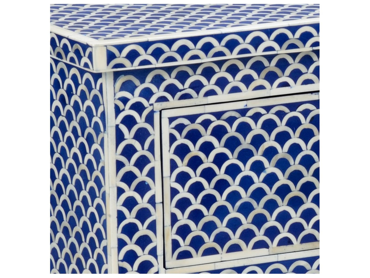 New London Console Table with Blue and White Bone Inlay