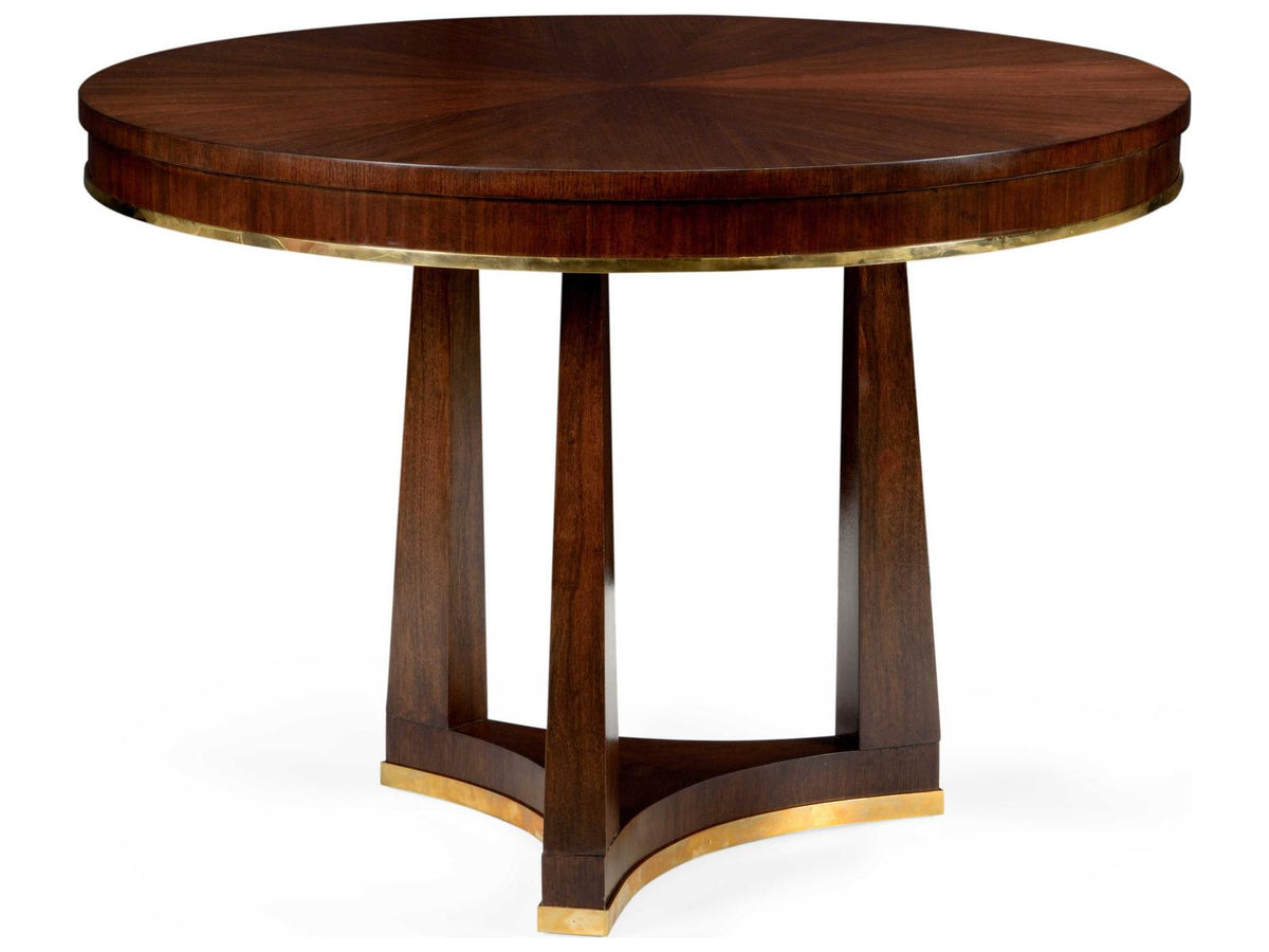 Wesley 42-Inch Square Entry Table Walnut Veneer with Brass Trim