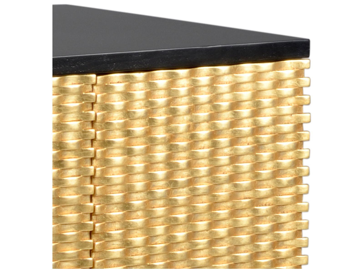 James Six-Door Sideboard Cabinet in Antique Gold Leaf and Black