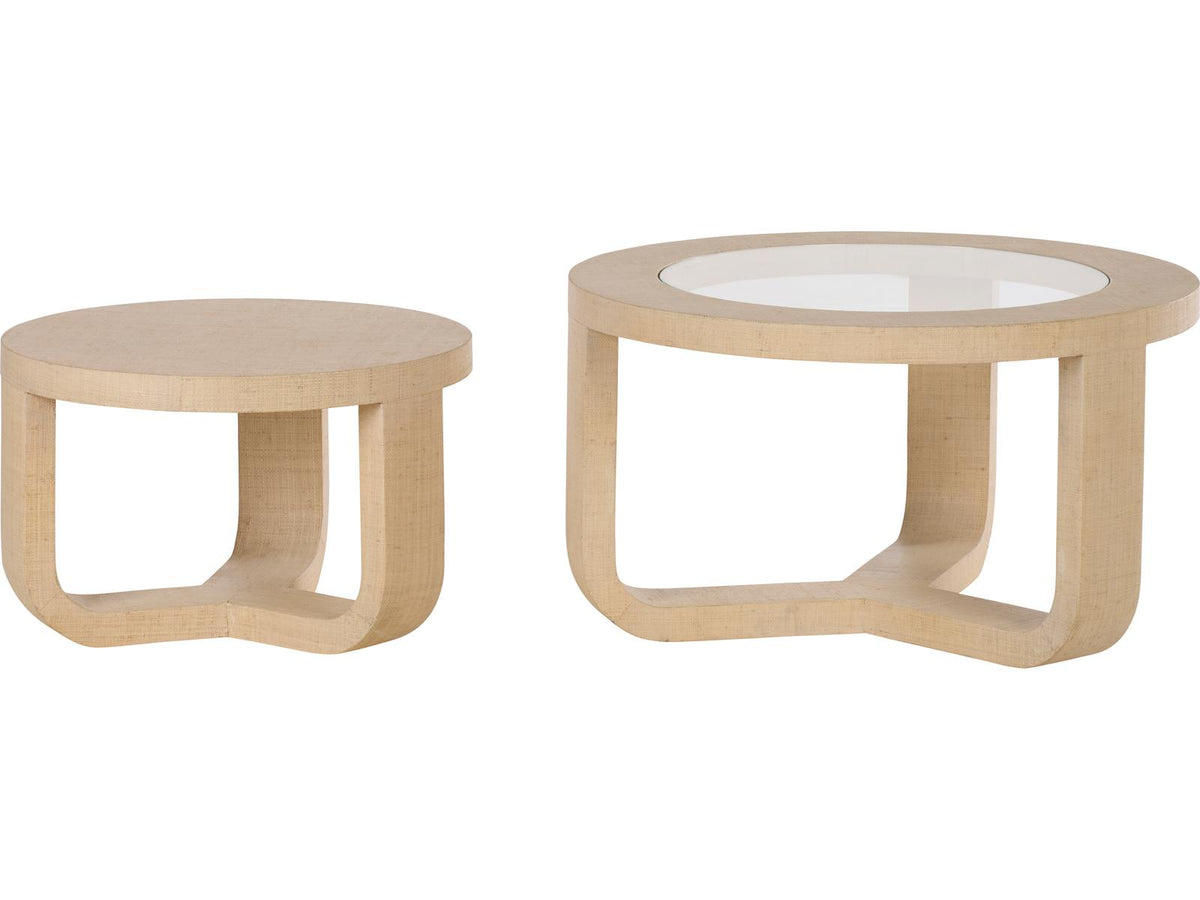 Round Glass White Cream Coffee Table
