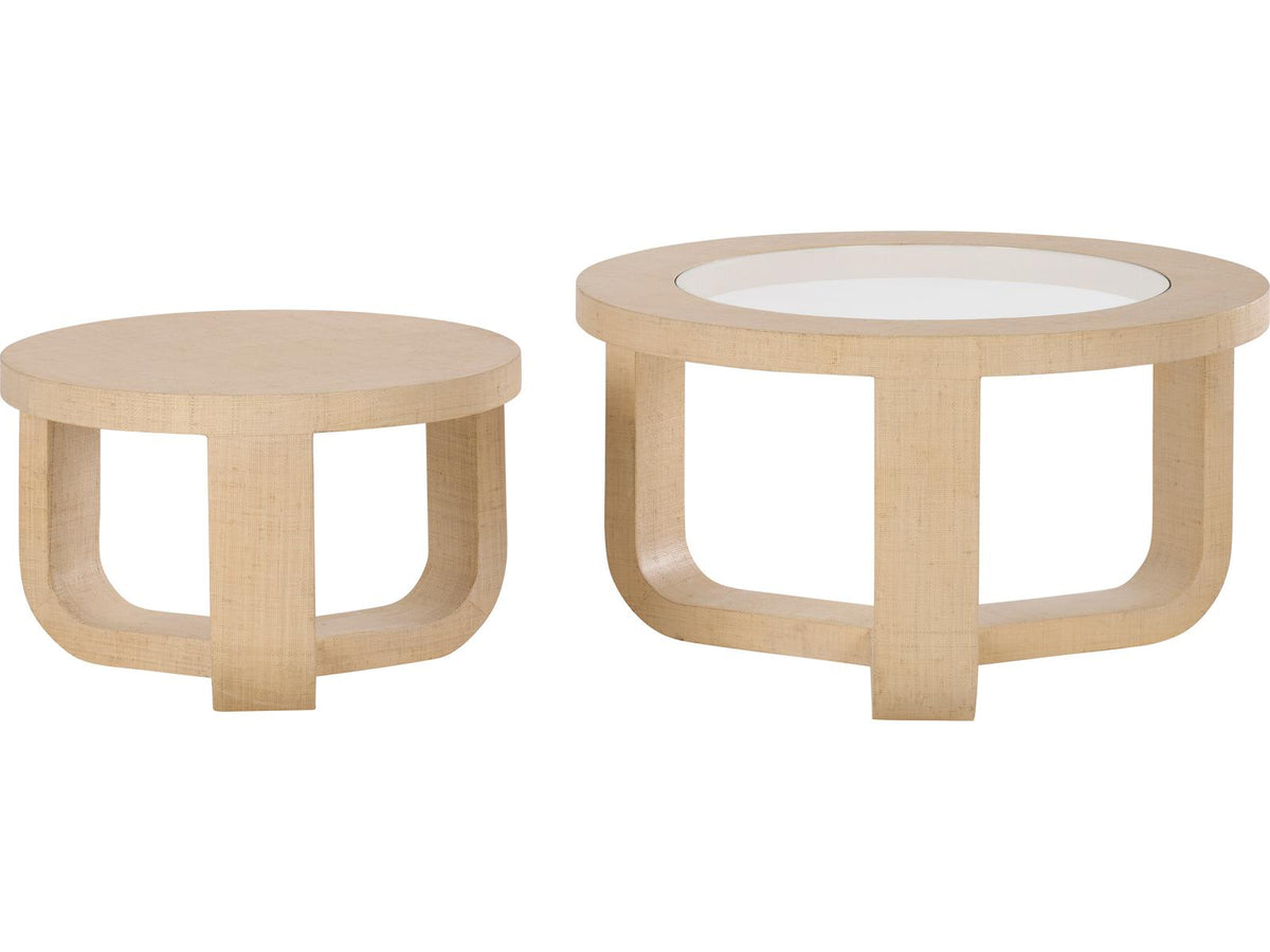 Round Glass White Cream Coffee Table