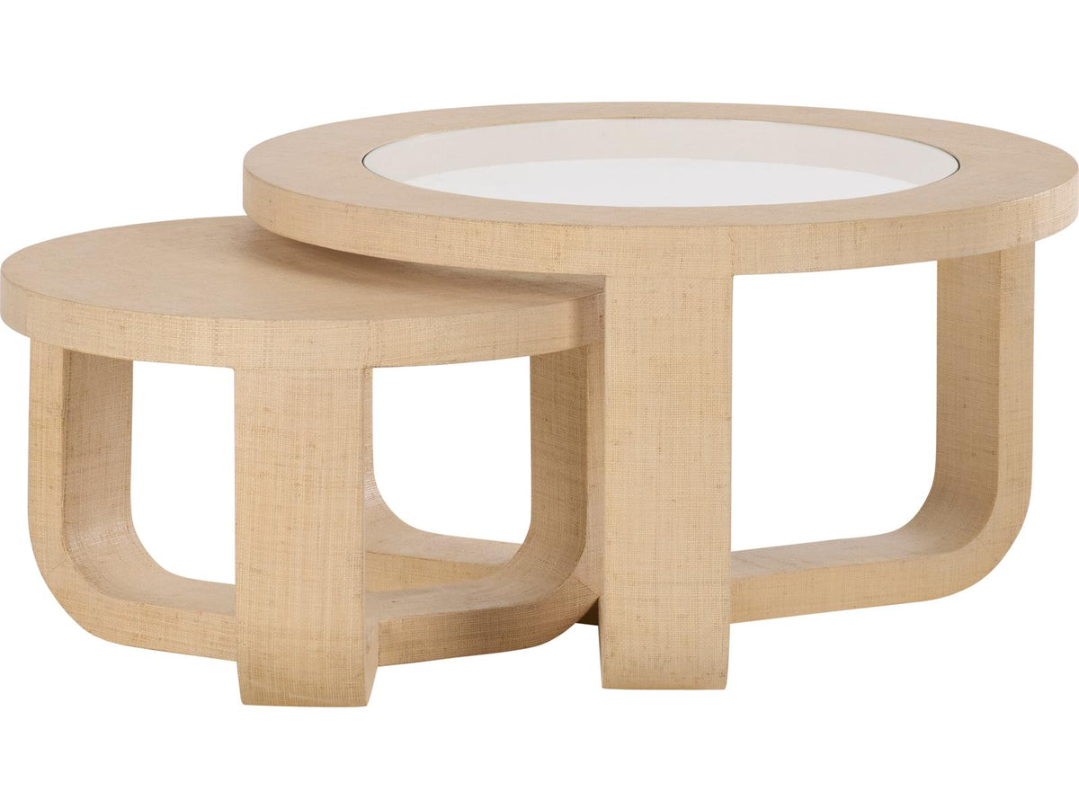 Round Glass White Cream Coffee Table